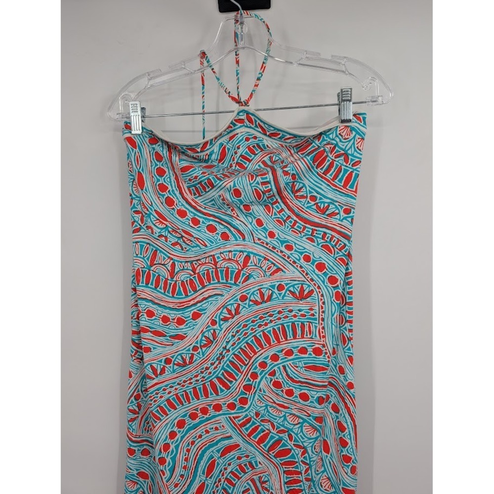 Trina Turk Women's Halter Caicos Swim Cover Up Maxi Dress Geometric Print sz S